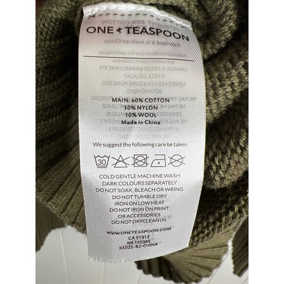 NWT Free People x One Teaspoon Classic Pocket Chunky Knit Sweater in Khaki XXL - Picture 10 of 10